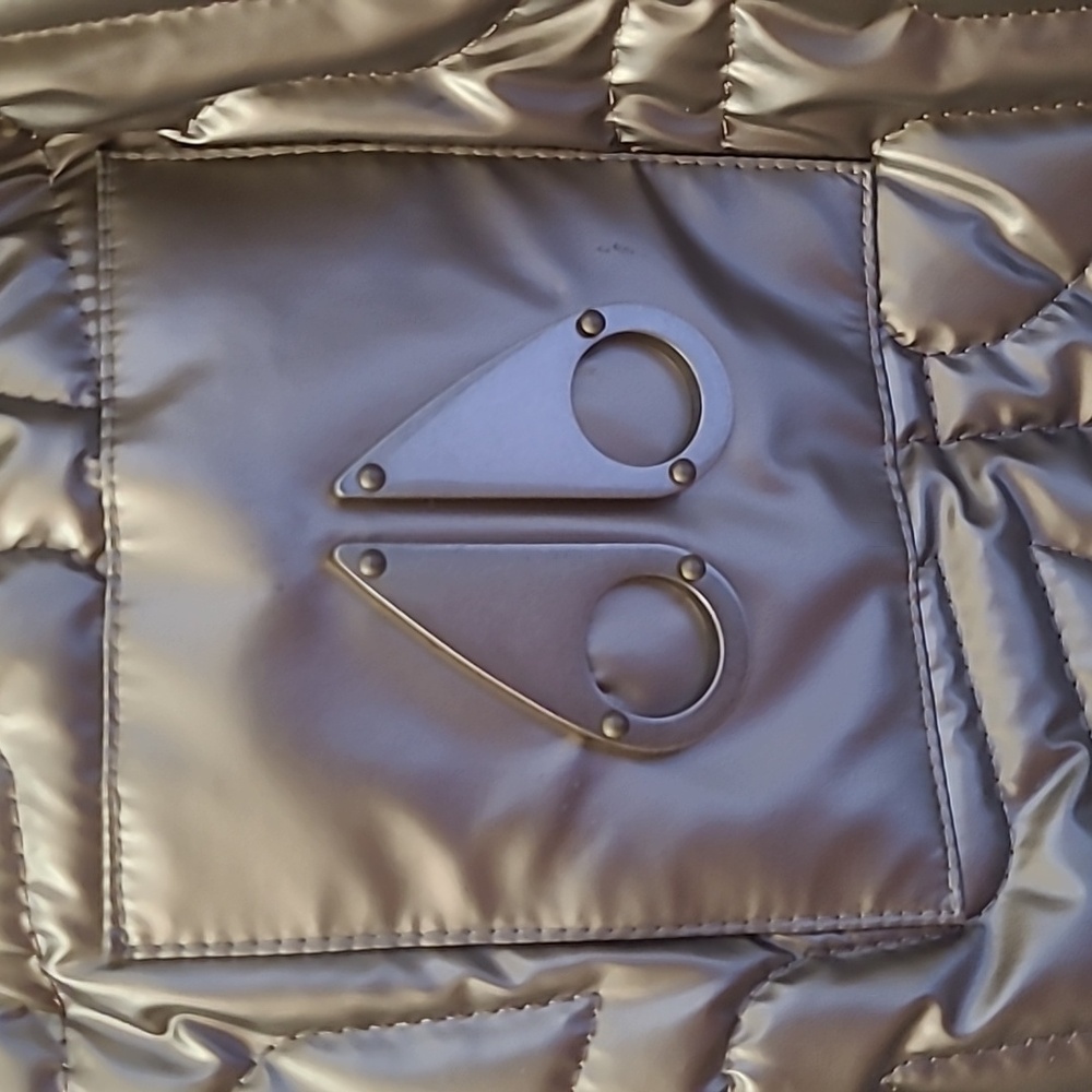 Moose Knuckles Metallic Gold Quilted Ski Pants with Fur Trim - Picture 9 of 13